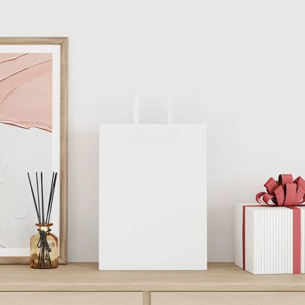 vidaXL Torby papierowe 50 szt. z uchwytami białe 26x12x35 cm