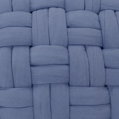 vidaXL Puf wyplatany, niebieski, 50x35 cm, bawełna