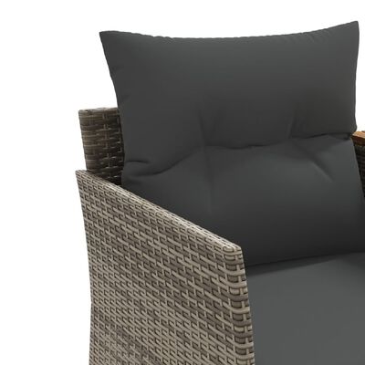 vidaXL 2-osobowa sofa ogrodowa z podnóżkami, szara, polirattan