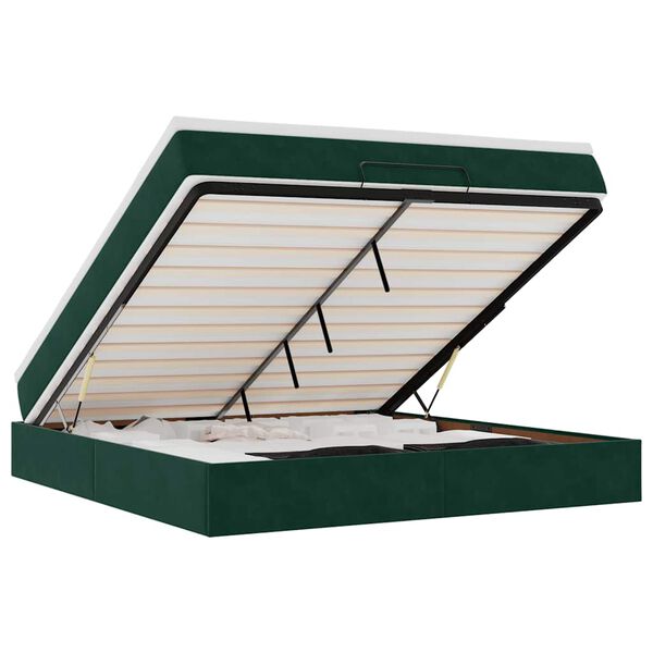 vidaXL Rama ł&oacute;żka otomana z materacem, zielona, 180x200 cm, aksamit