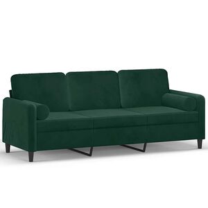 vidaXL 3-osobowa sofa z poduszkami, ciemnozielona, 180 cm, aksamit