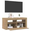vidaXL Szafka pod TV z oświetleniem LED, dąb artisan, 90x35x40 cm