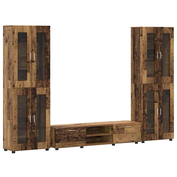 vidaXL Zestaw szafek RTV FLORIN Stare drewno Materiał drewnopochodny
