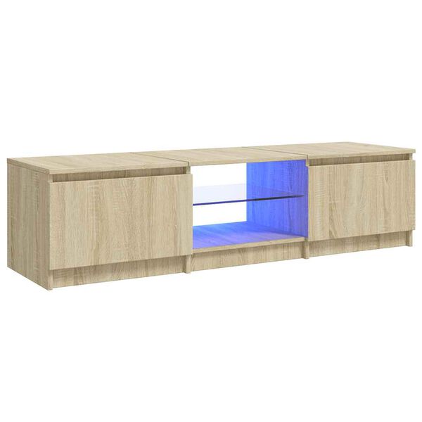 vidaXL Szafka pod TV, z LED, dąb sonoma, 140 x 40 x 36 cm
