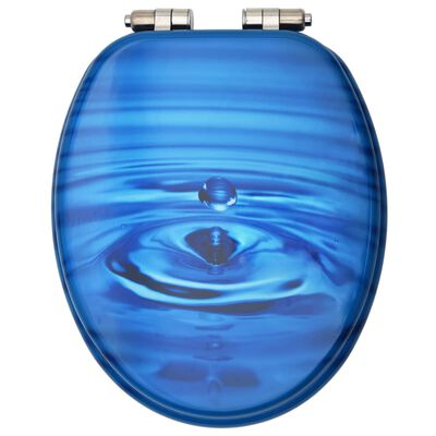 vidaXL Deska klozetowa wolnoopadająca, MDF, wzór niebieska kropla wody