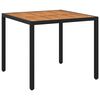 vidaXL St&oacute;ł ogrodowy, 90x90x75 cm, czarny rattan PE i drewno akacjowe