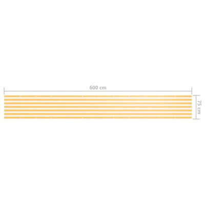 vidaXL Parawan balkonowy, biało-żółty, 75x600 cm, tkanina Oxford