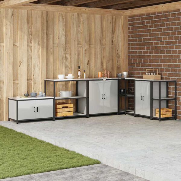 vidaXL Przechowywanie w kuchni z p&oacute;łką Srebrny 90 x 50 x 92 cm Stal