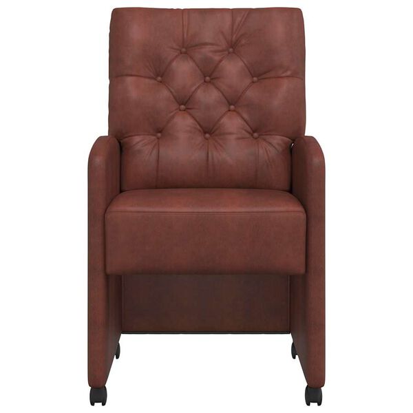 vidaXL Krzesełka jadalne na k&oacute;łkach z k&oacute;łkami 2 pcs Błyszczący brązowy