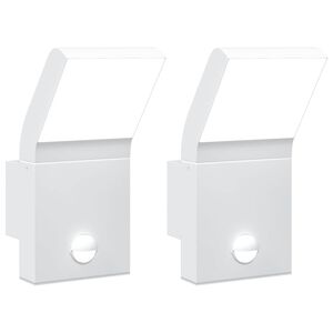 vidaXL Zewnętrzne kinkiety LED z czujnikami, 2 szt., białe, aluminium