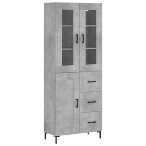 vidaXL Witrynka, szarość betonu 69,5x34x180 cm materiał drewnopochodny