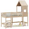 vidaXL Łóżko na antresoli, z drabiną i dachem, 90x200 cm, sosna