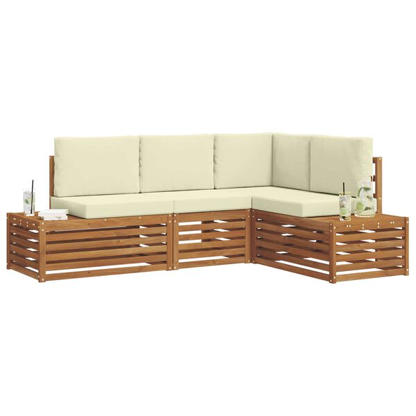 vidaXL Zestaw sof na zewnątrz z poduszką 4 Sztuka Naturalny i Kremowy
