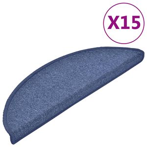 vidaXL Maty na schody 15 szt. 56x17x3 cm Niebieskie p&oacute;łokrągłe