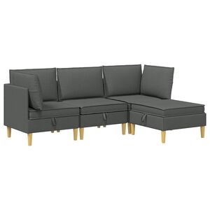 vidaXL Modularny Zestaw Sofy z Przechowalnią 4 pcs ciemnoszary tkanina