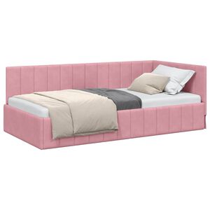 vidaXL Rama ł&oacute;żka narożnego Z zagł&oacute;wkiem R&oacute;żowy 90 cm x 190 cm Aksamit