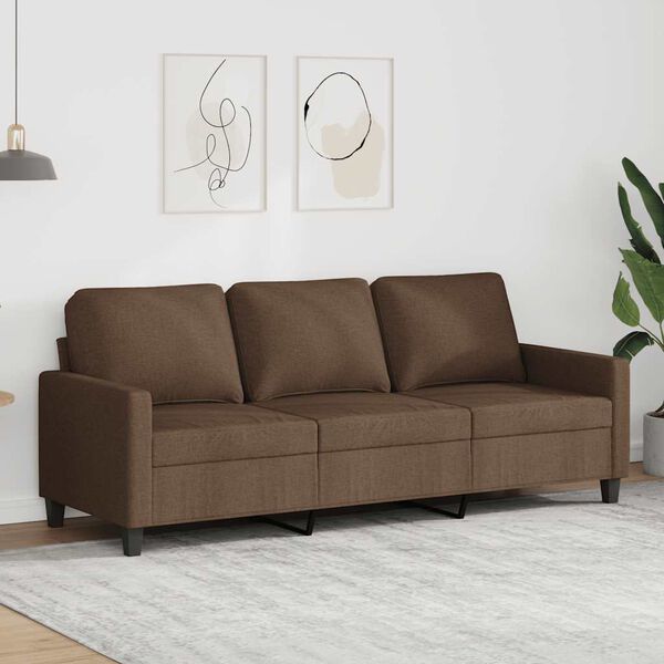vidaXL Sofa 3-osobowa, brązowa, 180 cm, tapicerowana tkaniną