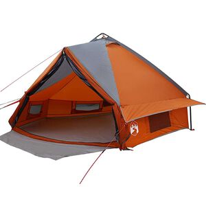vidaXL Namiot Teepee dla 8 os&oacute;b z dachem Szary i pomarańczowy