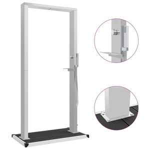 vidaXL Prysznic ogrodowy z podstawą, WPC i stal nierdzewna