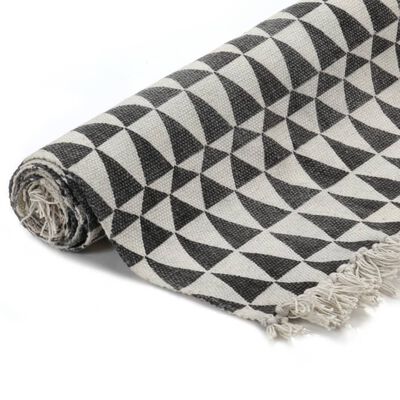 vidaXL Dywan typu kilim, bawełna, 120 x 180 cm, czarno-biały ze wzorem