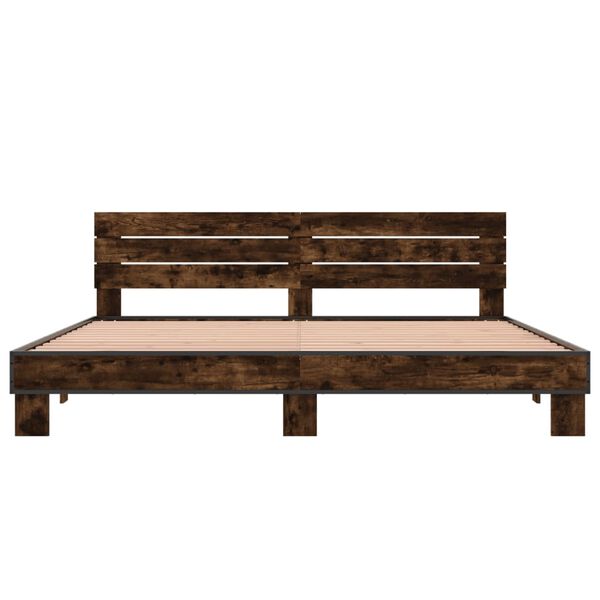 vidaXL Rama ł&oacute;żka, przydymiony dąb, 200x200 cm