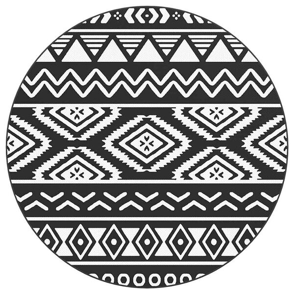 vidaXL Dywan zewnętrzny, ARAKIL czarny, Ø120 cm, PP