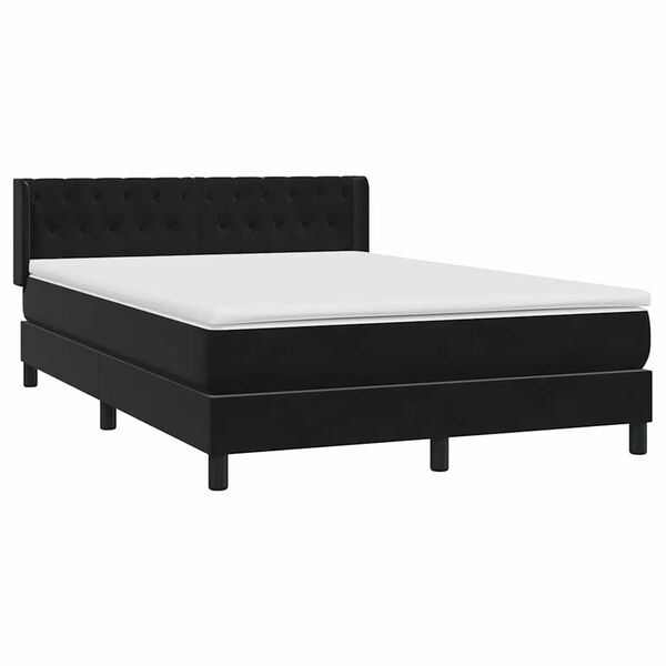 vidaXL Ł&oacute;żko typu Box Spring z materacem Czarny 160x220 cm Aksamit