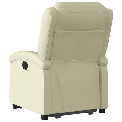vidaXL Podnoszony fotel rozkładany, kremowy, skóra naturalna