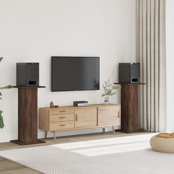 vidaXL Podstawki pod głośniki, 2 szt., brązowy dąb, 30x30x95 cm