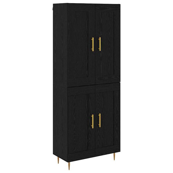vidaXL Highboard Czarny Dąb 69,5 x 34 x 180 cm Materiał drewnopochodny