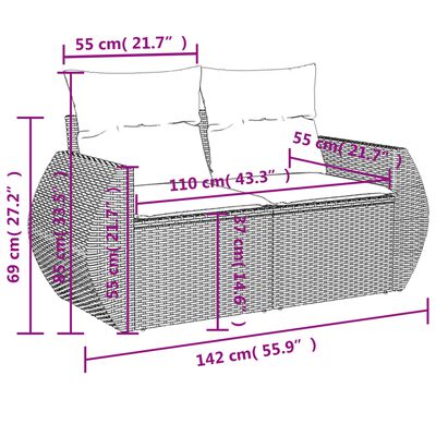 vidaXL 3-cz. zestaw mebli ogrodowych z poduszkami, beżowy, polirattan