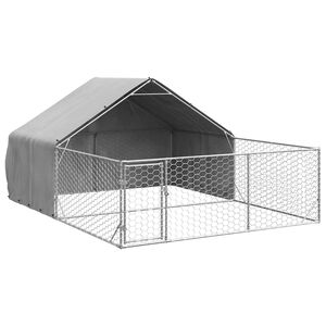 vidaXL Zewnętrzna buda dla psa z wybiegiem 4x3x1,9 m Stal ocynkowana