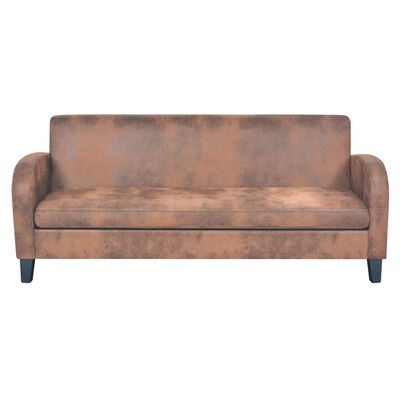 vidaXL Zestaw 2 sof ze sztucznego zamszu, brązowy