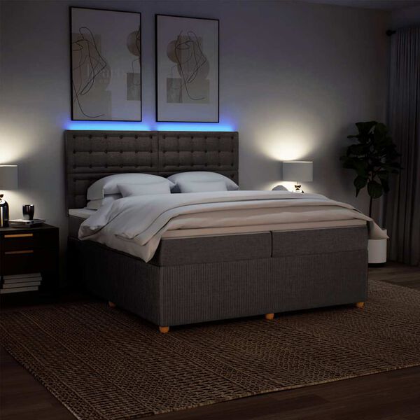 vidaXL Ł&oacute;żko kontynentalne z materacem, taupe, tkanina, 200x200 cm