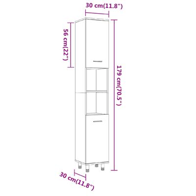 vidaXL 4-częściowy zestaw szafek łazienkowych, przydymiony dąb
