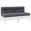 vidaXL 2-osobowa sofa ogrodowa z poduszkami, biała, drewno sosnowe