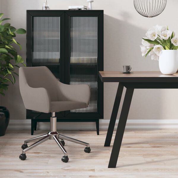 vidaXL Obrotowe krzesło stołowe, kolor taupe, obite tkaniną