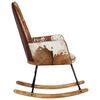 vidaXL Fotel bujany, brązowy, sk&oacute;ra naturalna