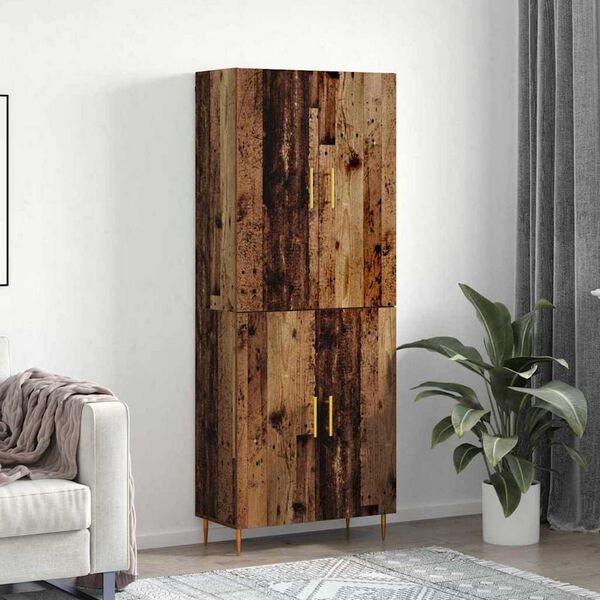 vidaXL Highboard Montowane na ścianie Stare drewno 69,5 x 34 x 180 cm