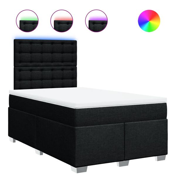 vidaXL Ł&oacute;żko kontynentalne z materacem, czarne, 120x190 cm, tkanina