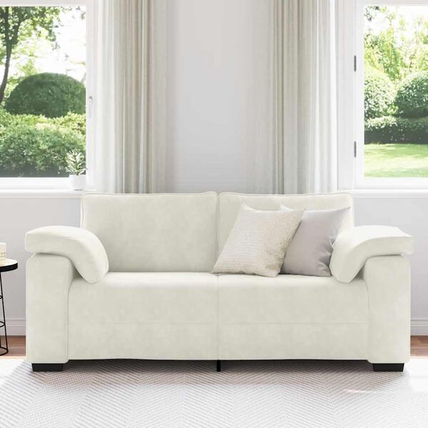 vidaXL Sofa dwuosobowa, kremowa, 140 cm, aksamit