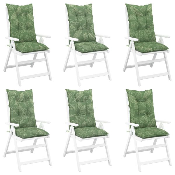 vidaXL Poduszki na krzesła ogrodowe, 6 szt., wz&oacute;r w liście 120x50x7 cm