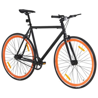 vidaXL Rower single speed, czarno-pomarańczowy, 700c, 51 cm