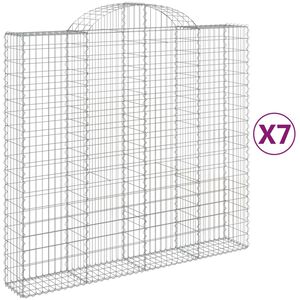 vidaXL Kosze gabionowe, 7 szt, 200x50x180/200 cm, galwanizowane żelazo