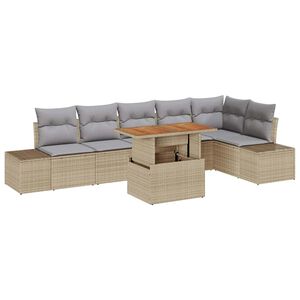 vidaXL Zestaw Sof na Ogr&oacute;d z przechowywaniem 7 pcs Beżowy Polirattan