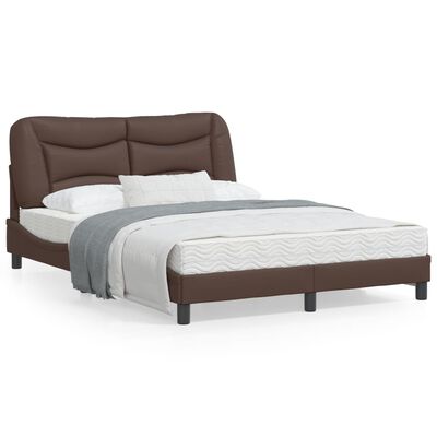 vidaXL Rama łóżka z zagłówkiem, brązowa, 120x200 cm, sztuczna skóra
