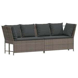vidaXL Sofa ogrodowa z poduszkami, szara, polirattanowa