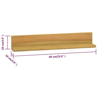 vidaXL Półki ścienne, 2 szt., 60 x 10 x 10 cm, lite drewno tekowe