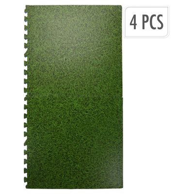 XQ Max Mata podłogowa w płytkach, nadruk trawy, 4 szt., zielona