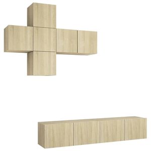 vidaXL 7-cz. zestaw szafek TV, dąb sonoma, materiał drewnopochodny